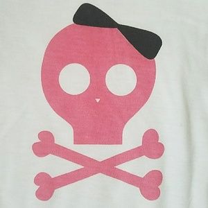 nwt LITTKE MILO skull+crossbones bow onesie new